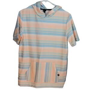 🌸3 for $15 EUC Art Class Hooded Short Sleeve Stripe Top Juniors Size XXL